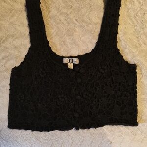 Black Crochet Cropped Top Vintage